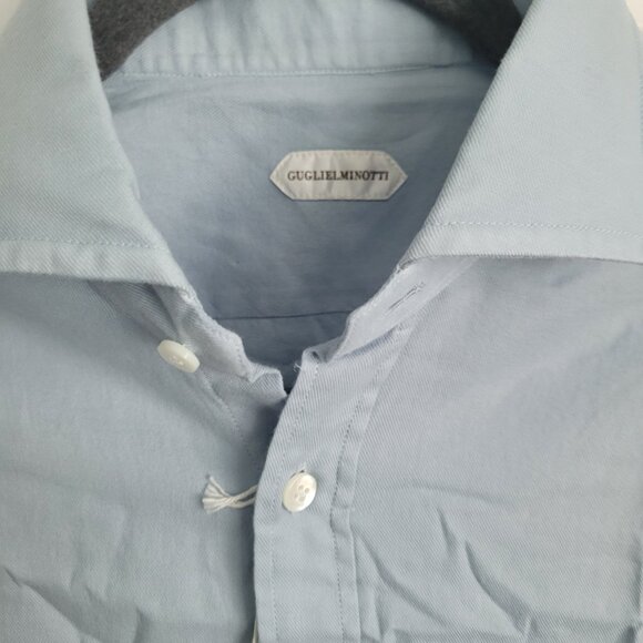 NEW GUGLIELMINOTTI Vintage Button-Down Dress Shirt Size M Cotton Light Blue - Picture 2 of 5